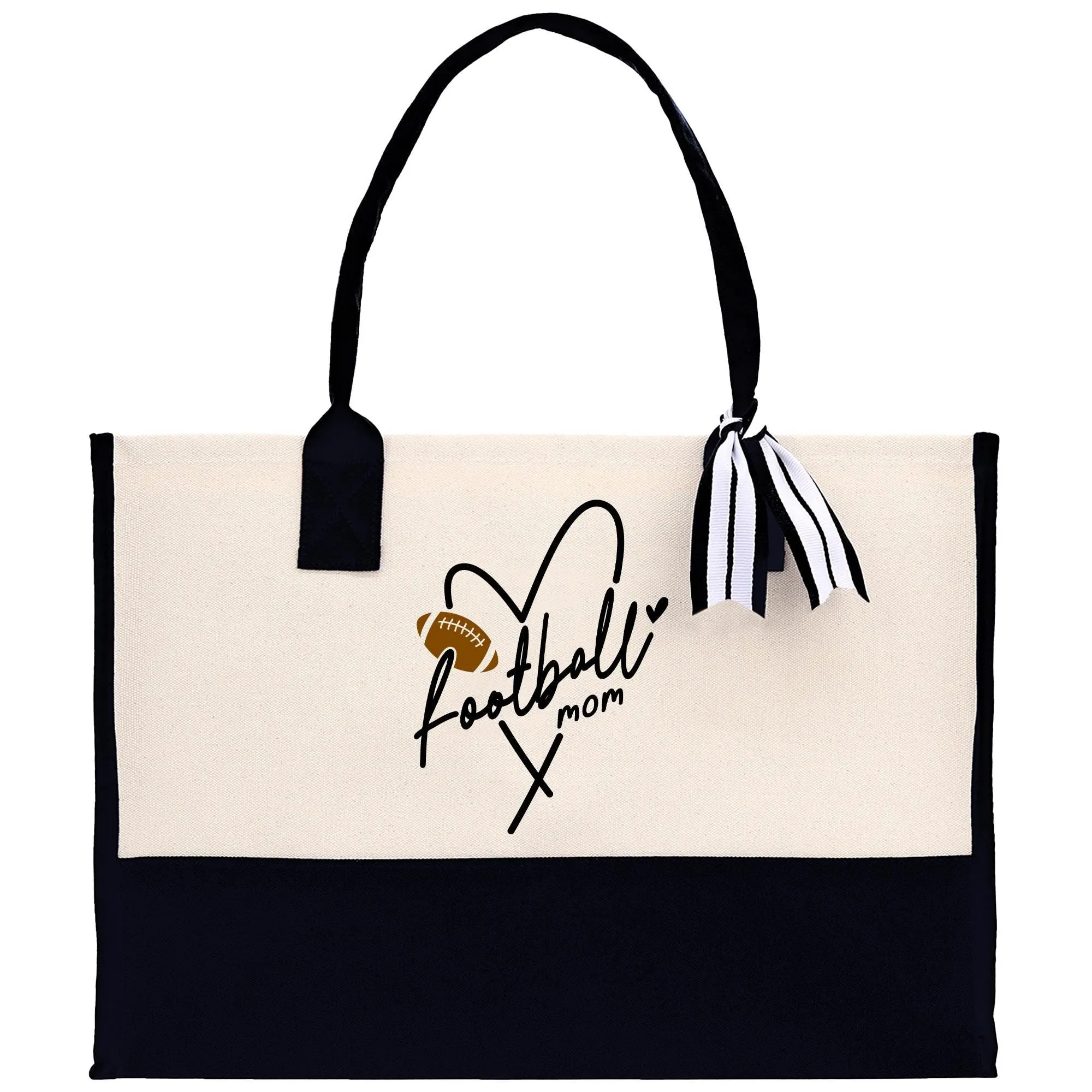 Football Mother Tote Bag Football Mom Sports Cotton Canvas Tote Bag Gift for Football Mom Football Lover Mom Gift (FMTB1001)