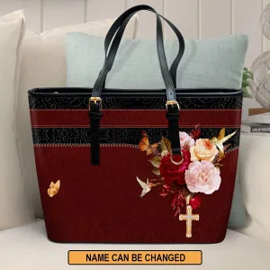 For I Am Not Ashamed Of The Gospel Personalized Pu Leather Tote Bag For Women - Mom Gifts For Mothers Day