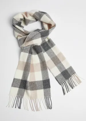 Foxford Lambswool Scarf | Neutral Block Check