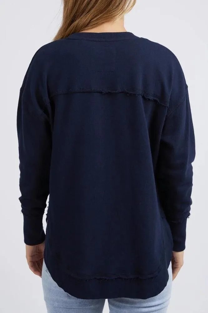 Foxwood Simplified Metallic Crew Navy