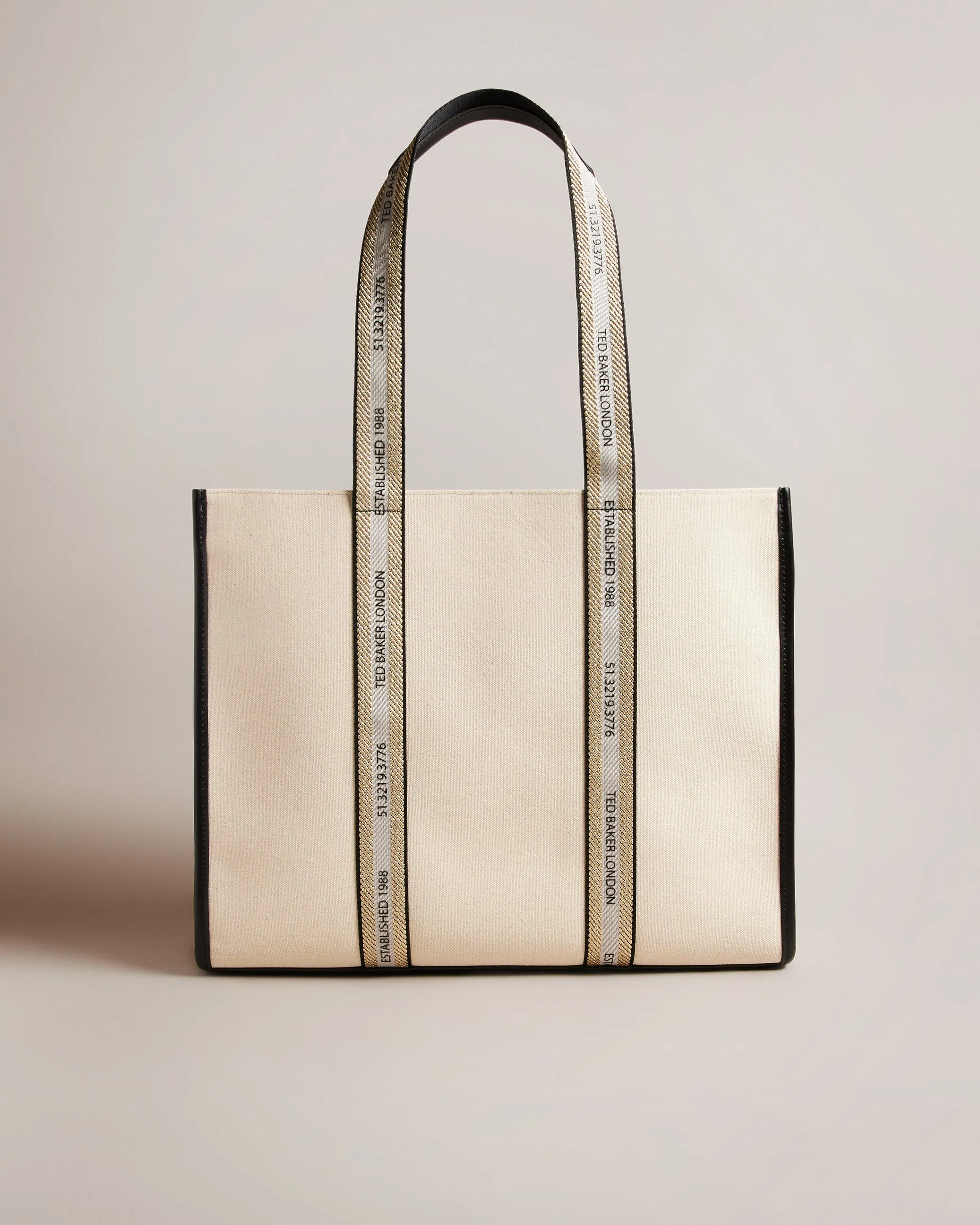 Georjey Branded Webbing Canvas Tote Ecru