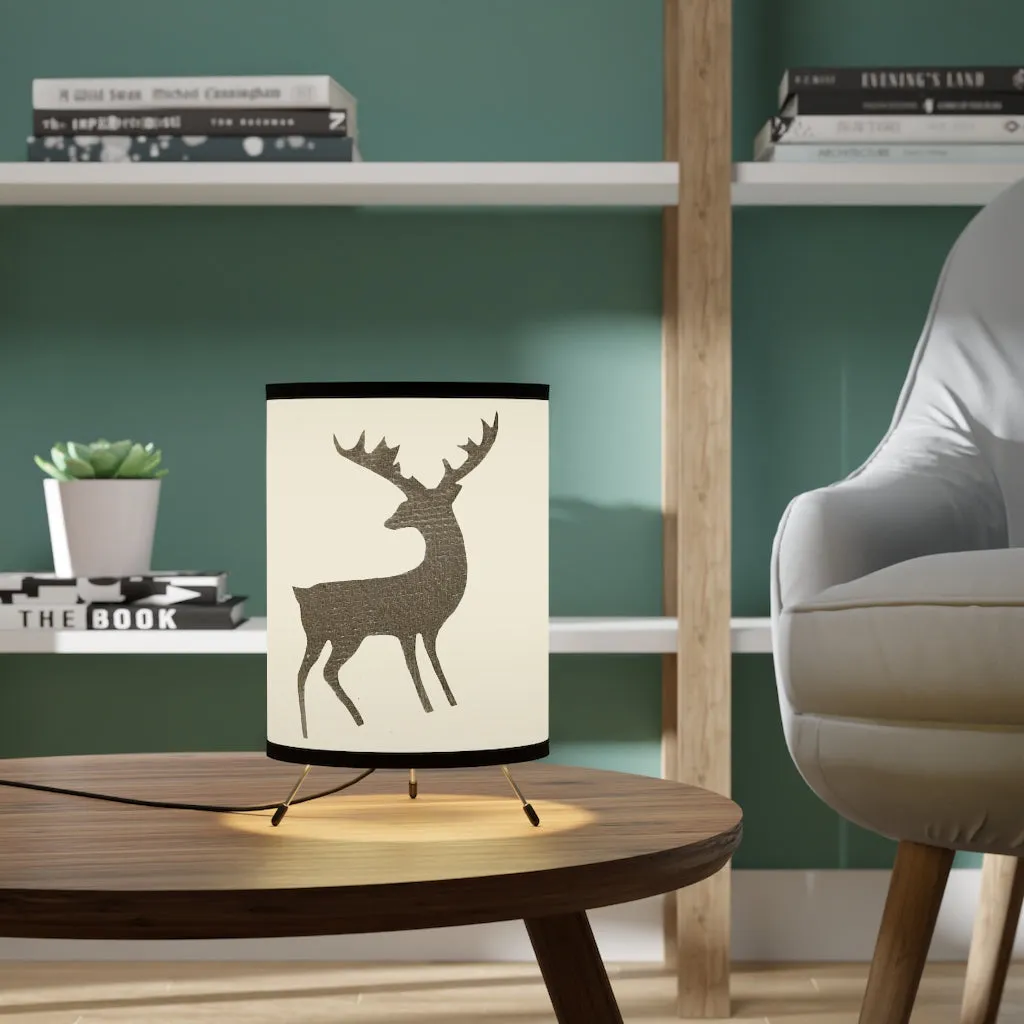 Golden Deer Tripod Lamp with High-Res Printed Shade, US\CA plug