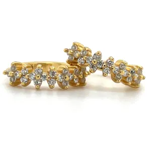 Golden Floral Cz Hoop Earrings
