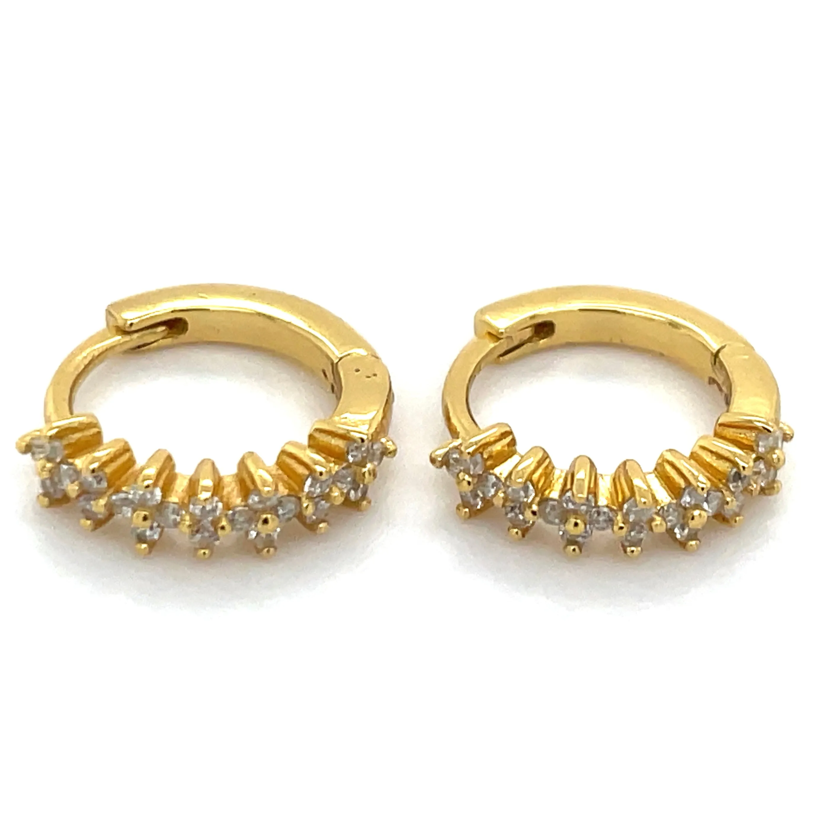 Golden Floral Cz Hoop Earrings
