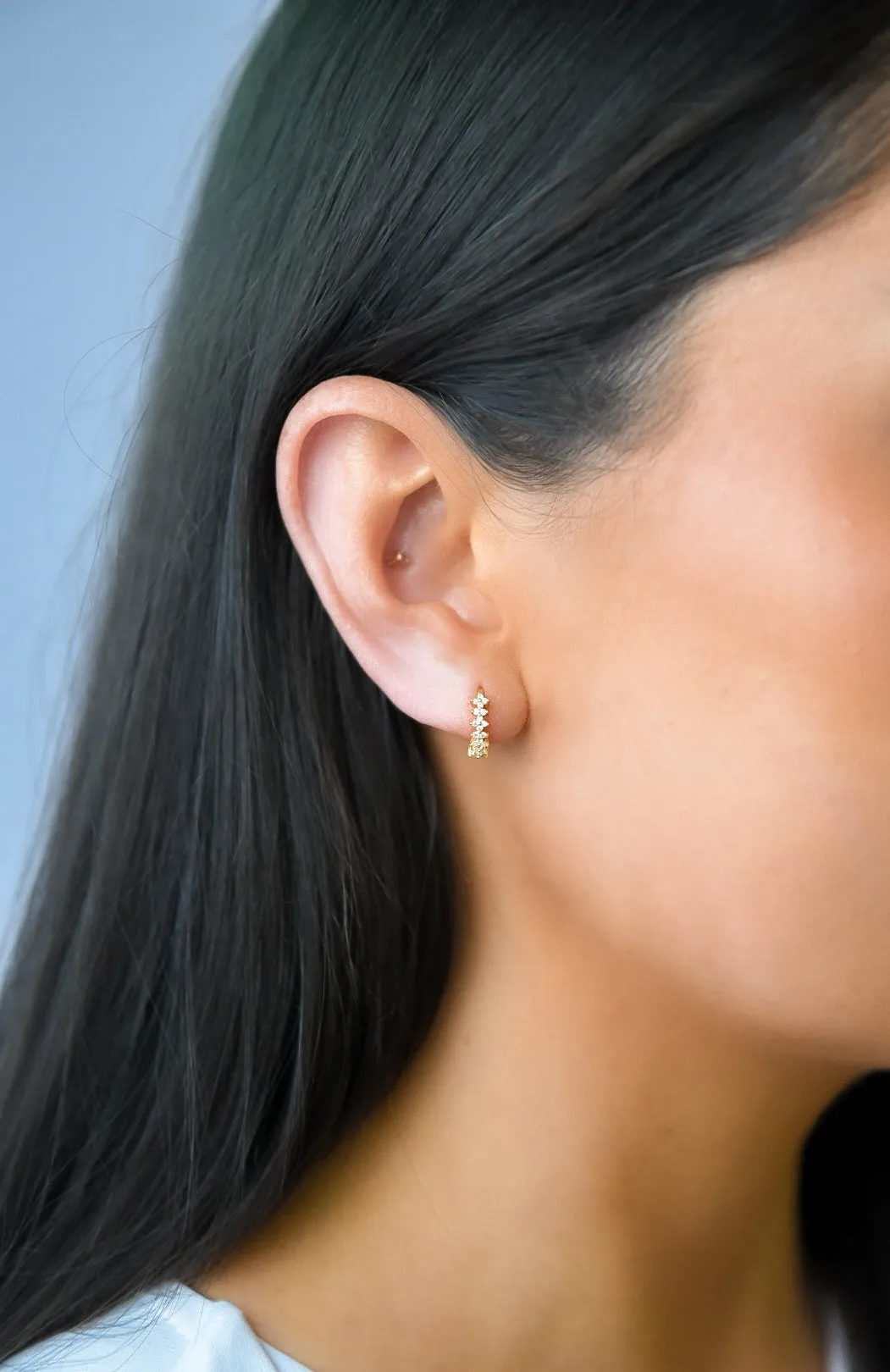 Golden Floral Cz Hoop Earrings