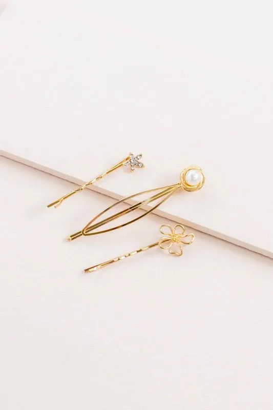 Golden Flower Hair Pin Set