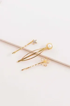 Golden Flower Hair Pin Set