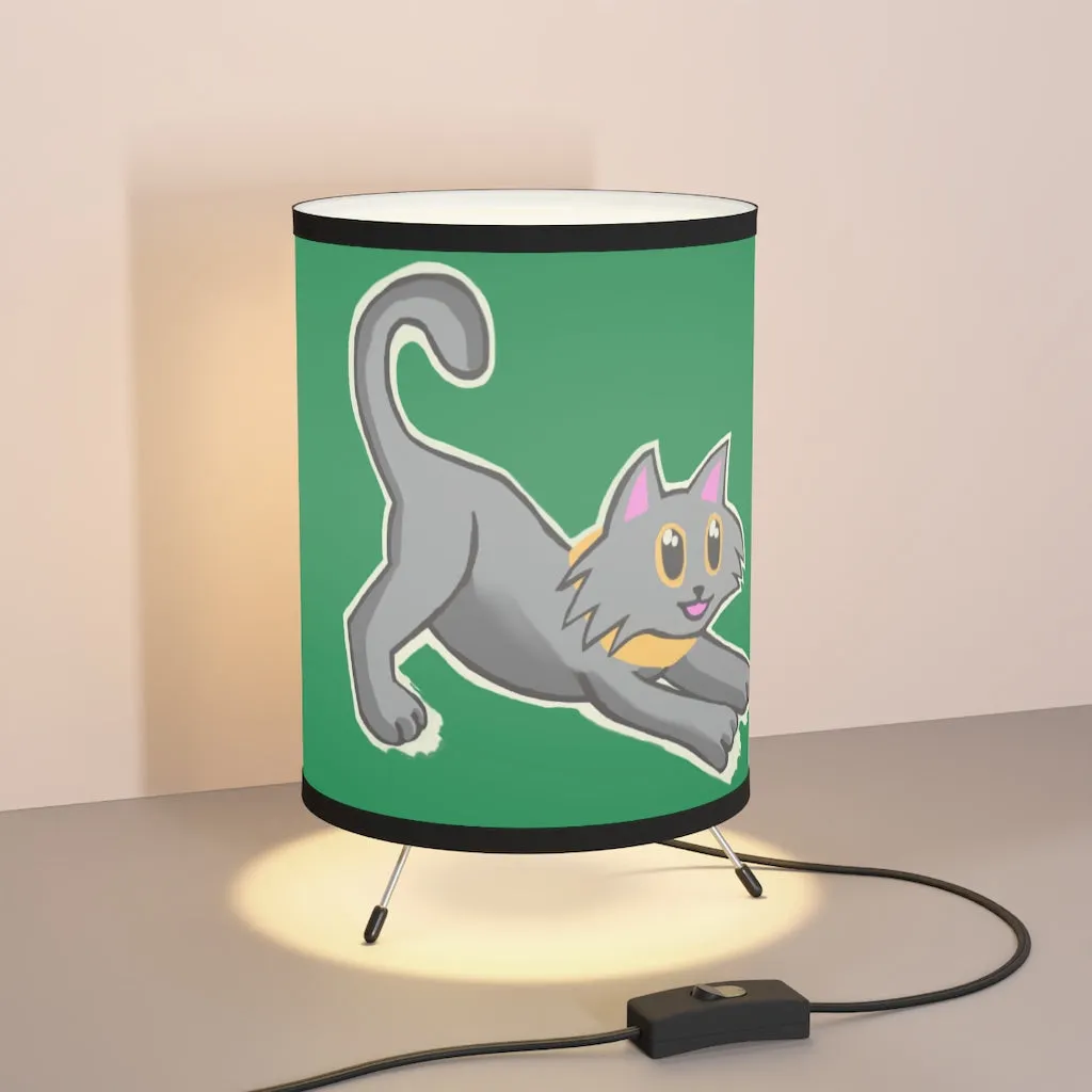 Grey Kitty Tripod Lamp with High-Res Printed Shade, US/CA plug