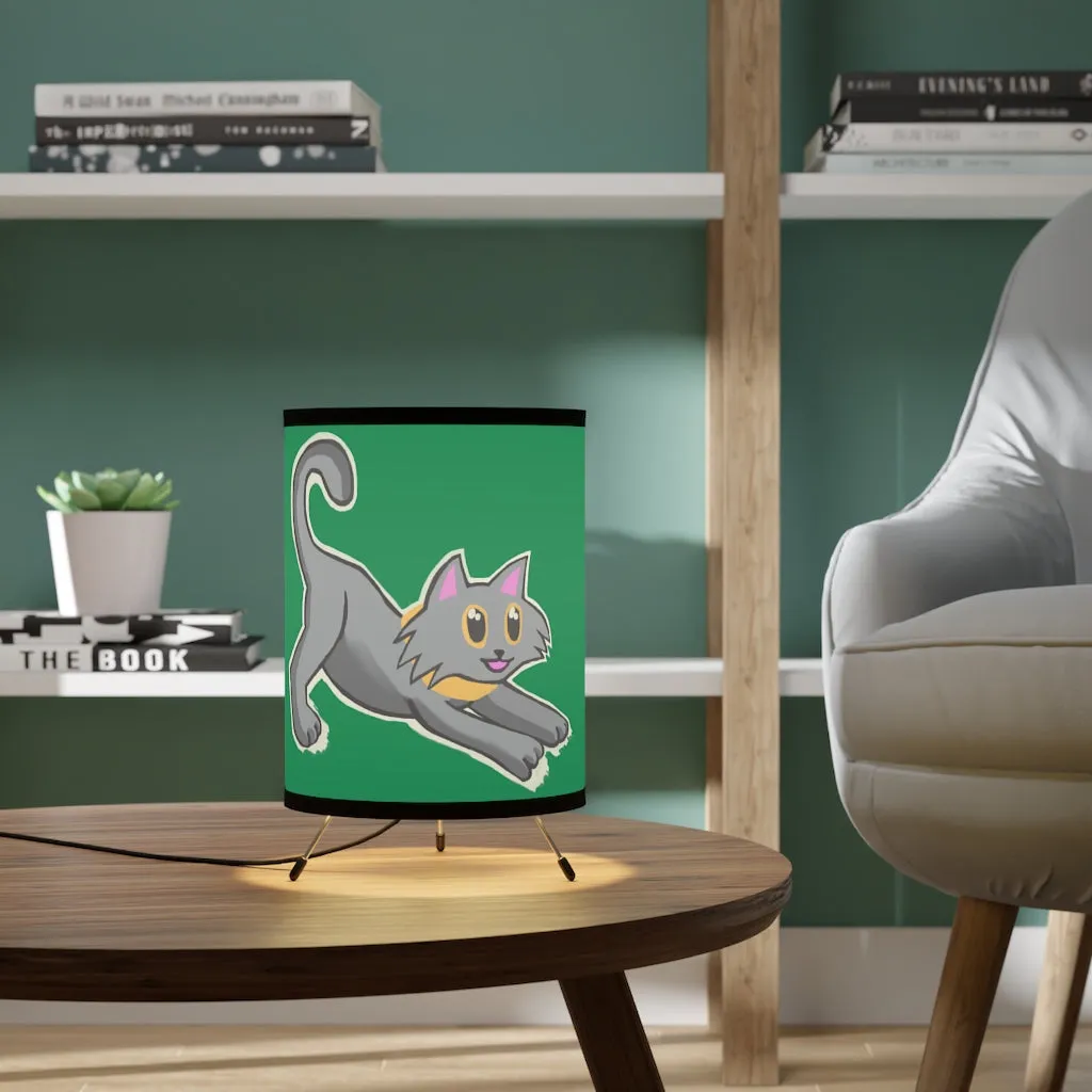 Grey Kitty Tripod Lamp with High-Res Printed Shade, US/CA plug