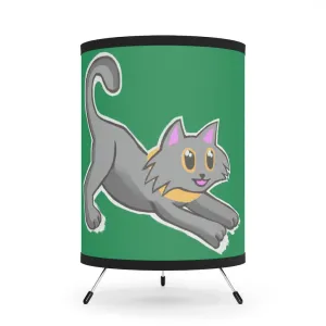 Grey Kitty Tripod Lamp with High-Res Printed Shade, US/CA plug