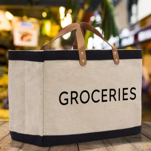 Groceries Jute Canvas Tote Funny Farmer Market Bag Quote Jute Bag Shopping Bag Burlap Bag Farmhouse Bag Grocery Bag