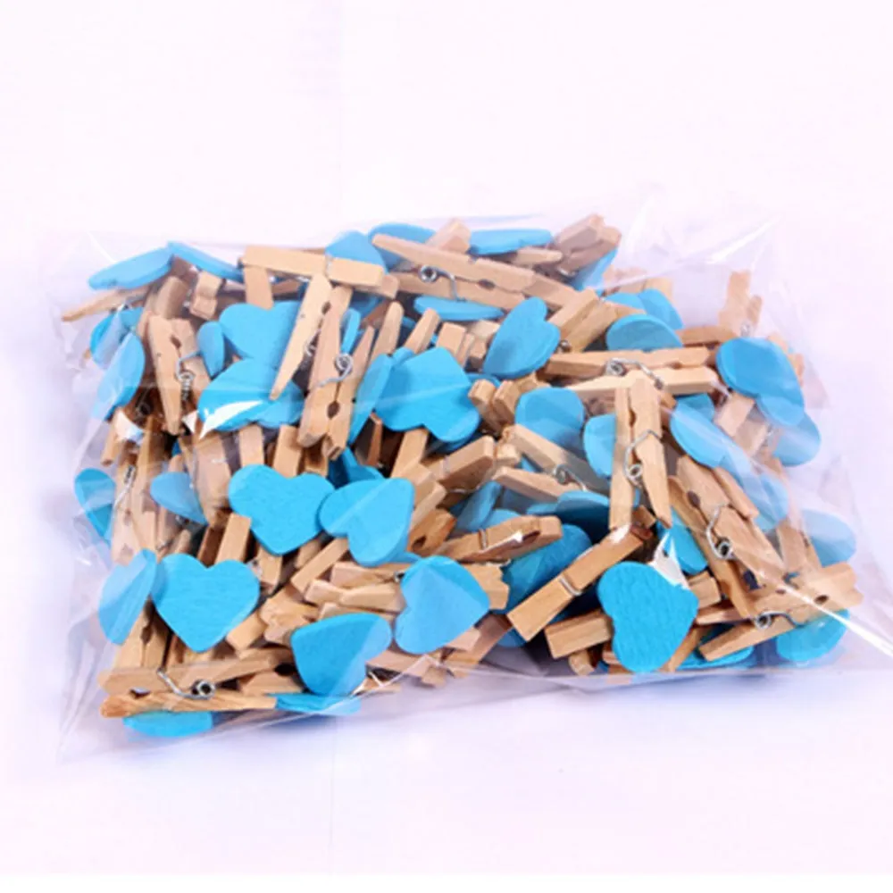 Heart Love Mini Wooden Cloth Pins-Postcard Clips-Party-Wedding Decoration