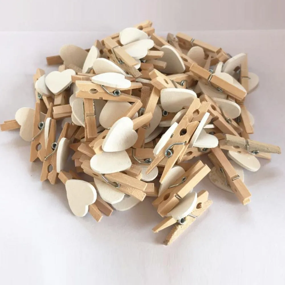 Heart Love Mini Wooden Cloth Pins-Postcard Clips-Party-Wedding Decoration