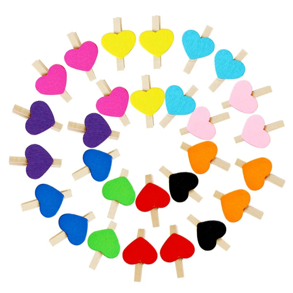 Heart Love Mini Wooden Cloth Pins-Postcard Clips-Party-Wedding Decoration