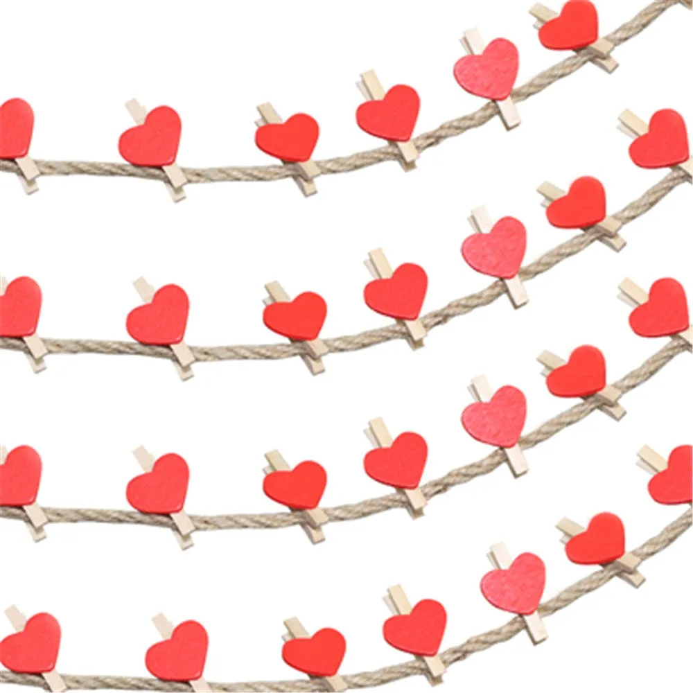 Heart Love Mini Wooden Cloth Pins-Postcard Clips-Party-Wedding Decoration