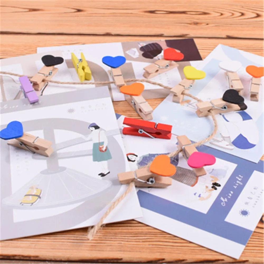 Heart Love Mini Wooden Cloth Pins-Postcard Clips-Party-Wedding Decoration
