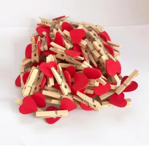 Heart Love Mini Wooden Cloth Pins-Postcard Clips-Party-Wedding Decoration