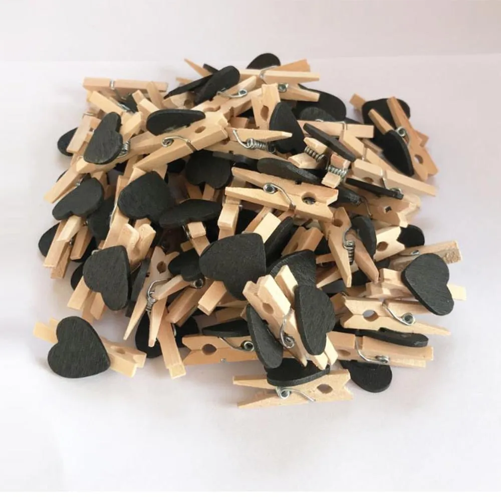 Heart Love Mini Wooden Cloth Pins-Postcard Clips-Party-Wedding Decoration