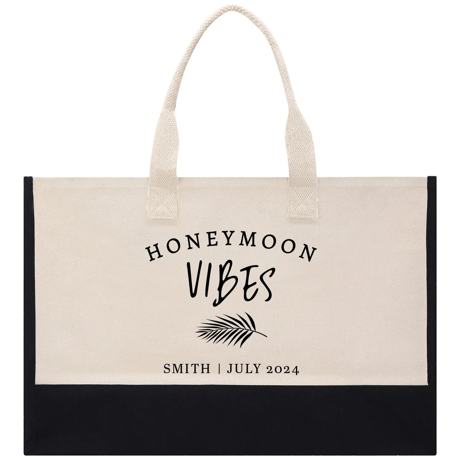 Honeymoon Vibes Personalized Canvas Tote Bag Custom Newlyweds Tote Bag Honeymoon Gift Honeymoon Weekender Bag Engagement Gift (BLTB1005)