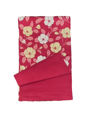 Japanese Kimono Vintage Fukuro Obi - Red, Gold Japanese Flowers