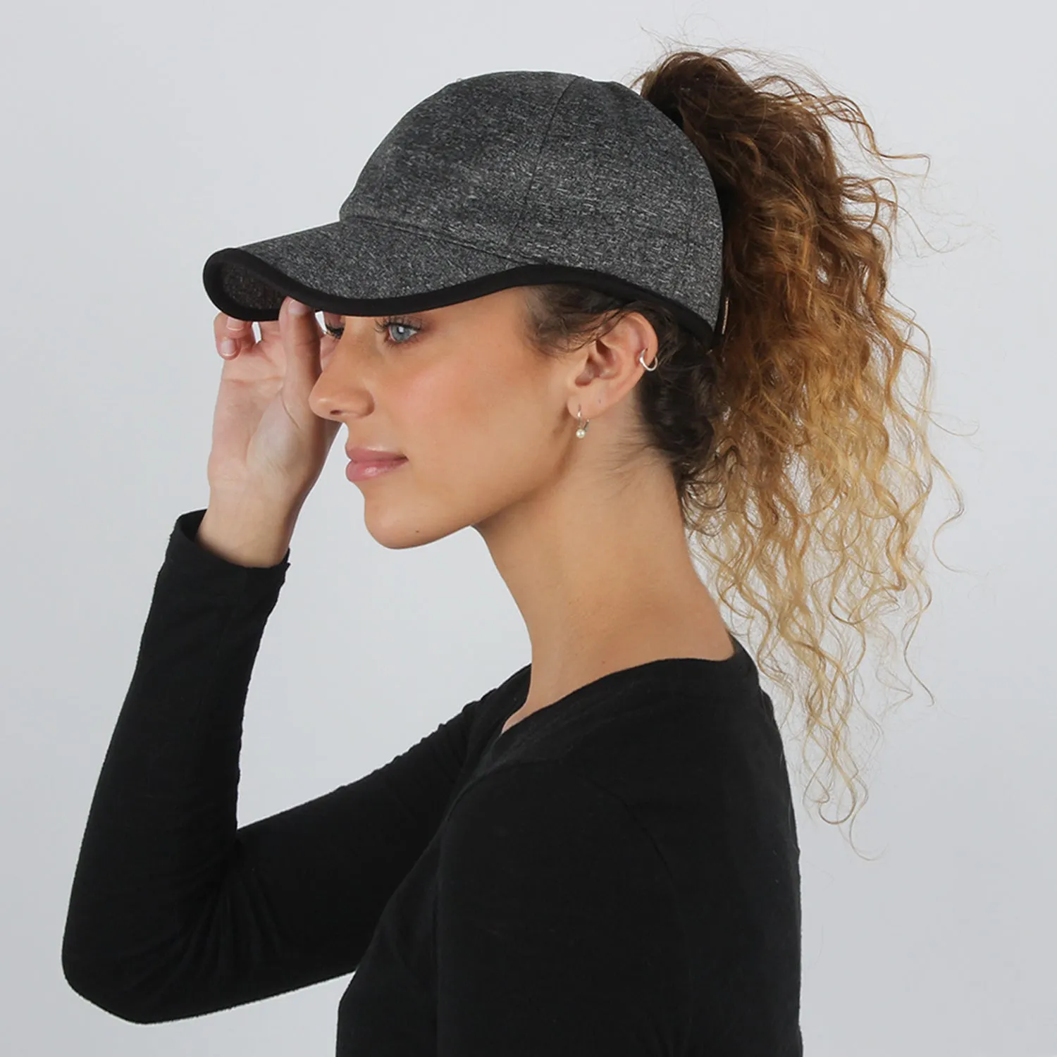 Jenny Flexible Active Heathered Ponytail Cap