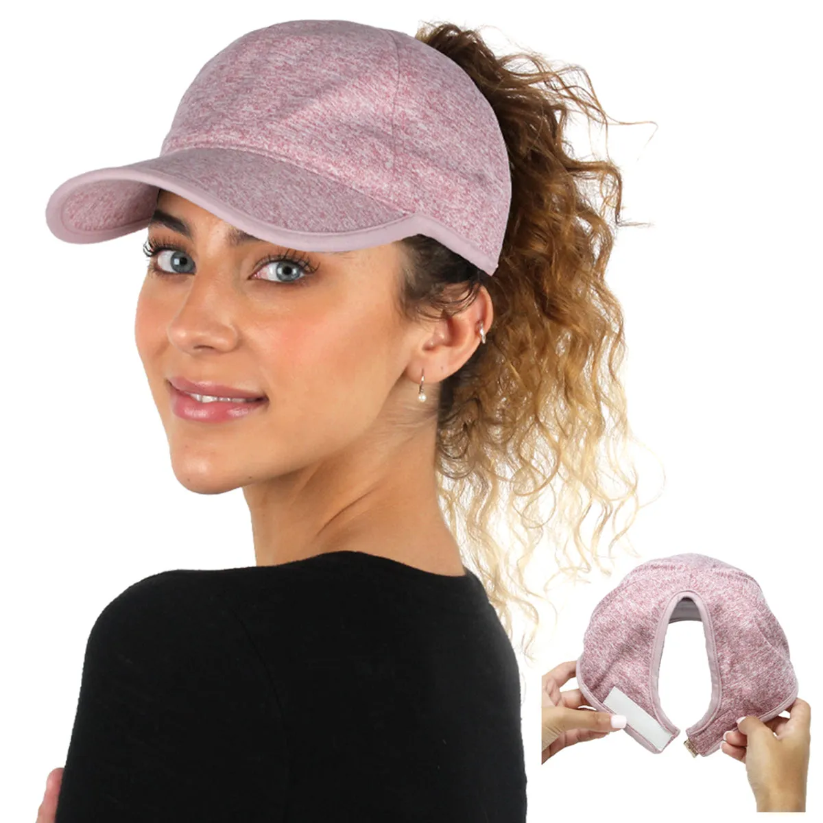 Jenny Flexible Active Heathered Ponytail Cap