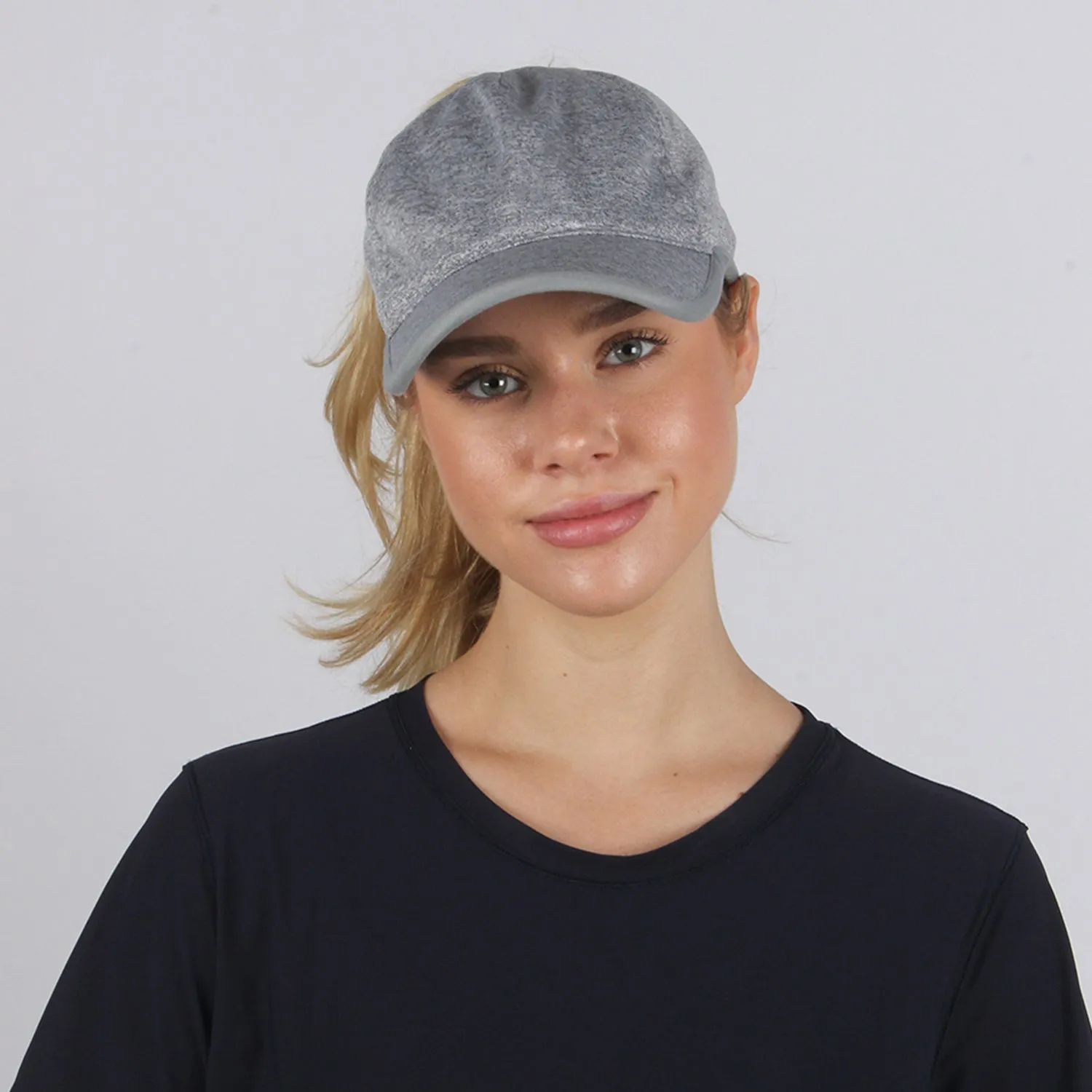 Jenny Flexible Active Heathered Ponytail Cap