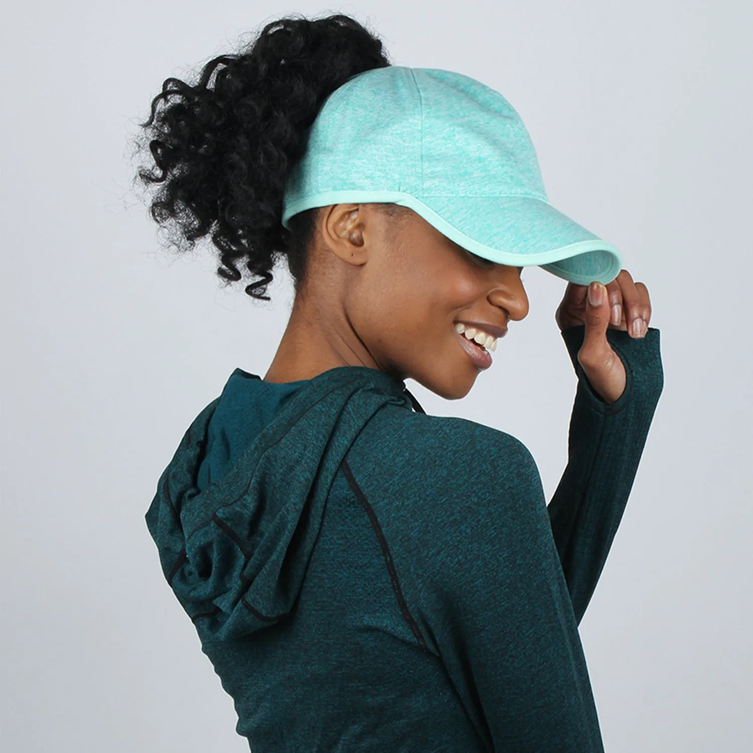 Jenny Flexible Active Heathered Ponytail Cap