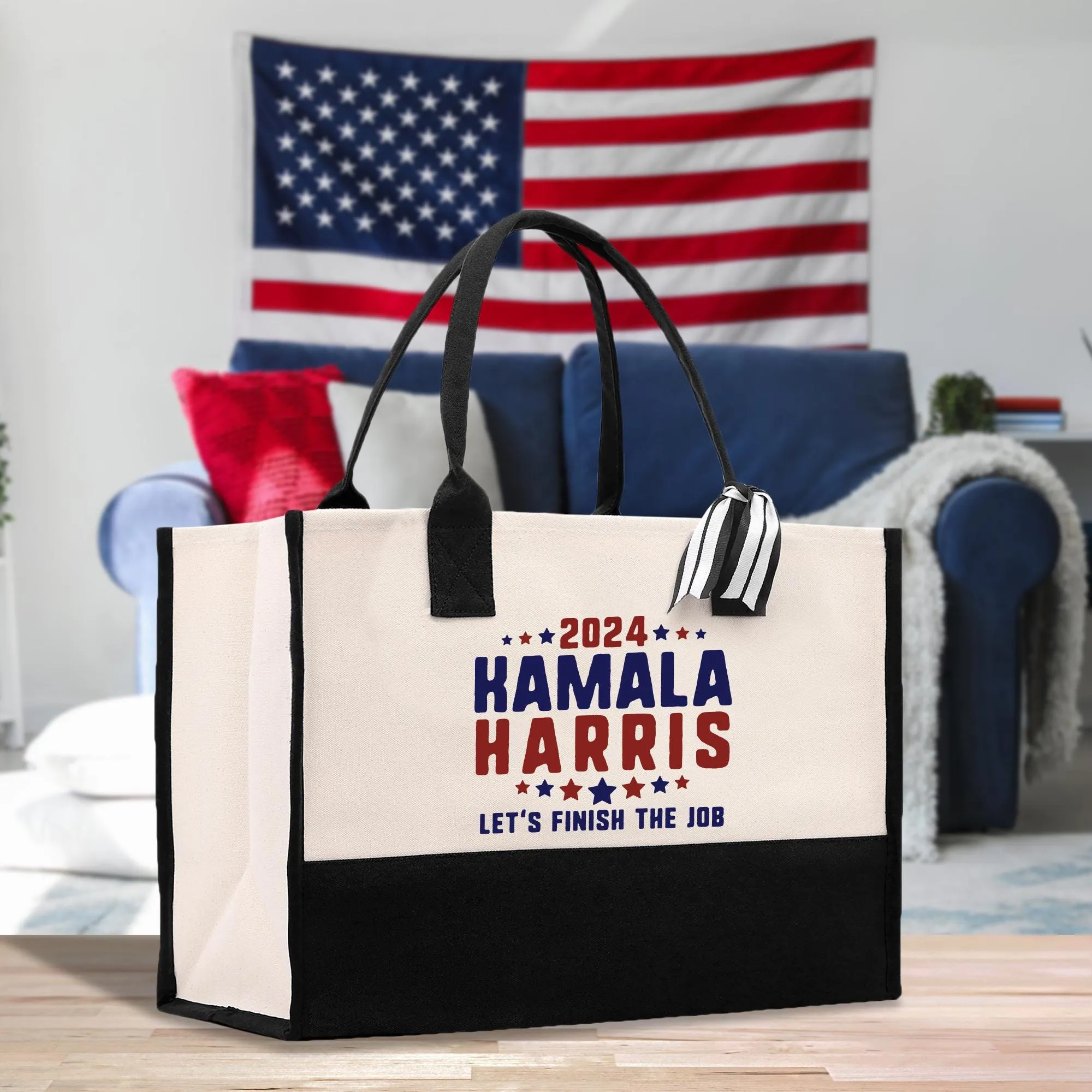 Kamala Harris 2024 Cotton Canvas Tote Bag Kamala Harris Supporter Bag Madam President Tote Gift for Harris Supporter (KHTB1004)
