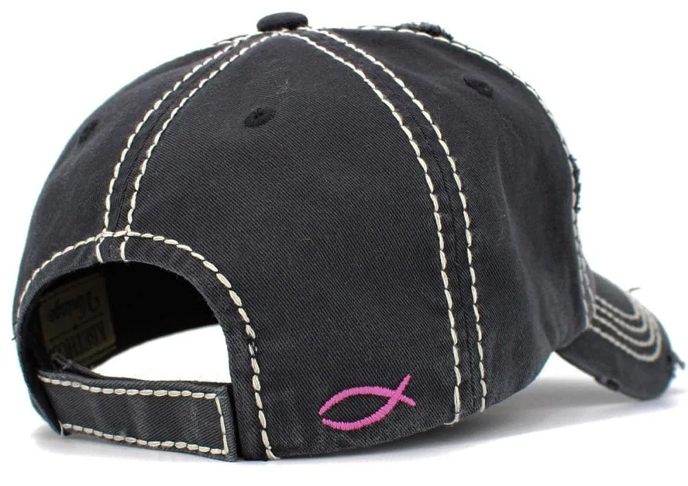 KBV1404 ''WITH GOD ALL THINGS ARE POSSIBLE'' Distressed Cotton Cap