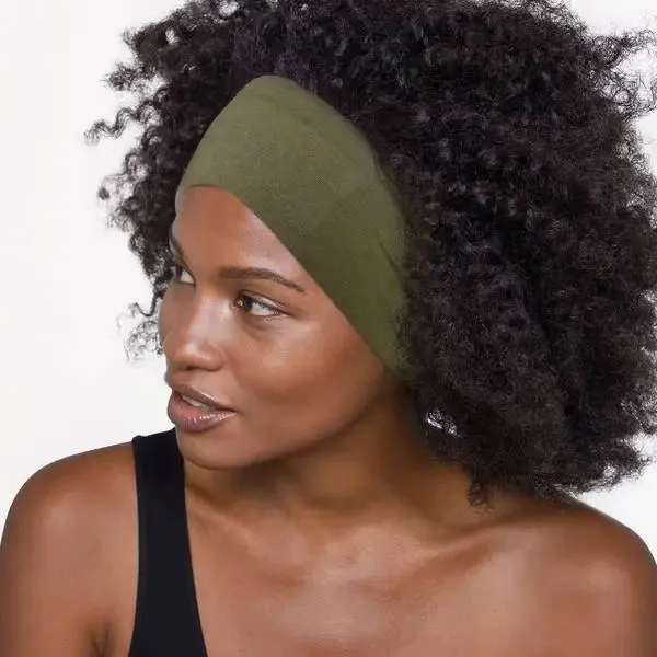 KITSCH COTTON ADJUSTABLE 2PC HEADBAND MOSS