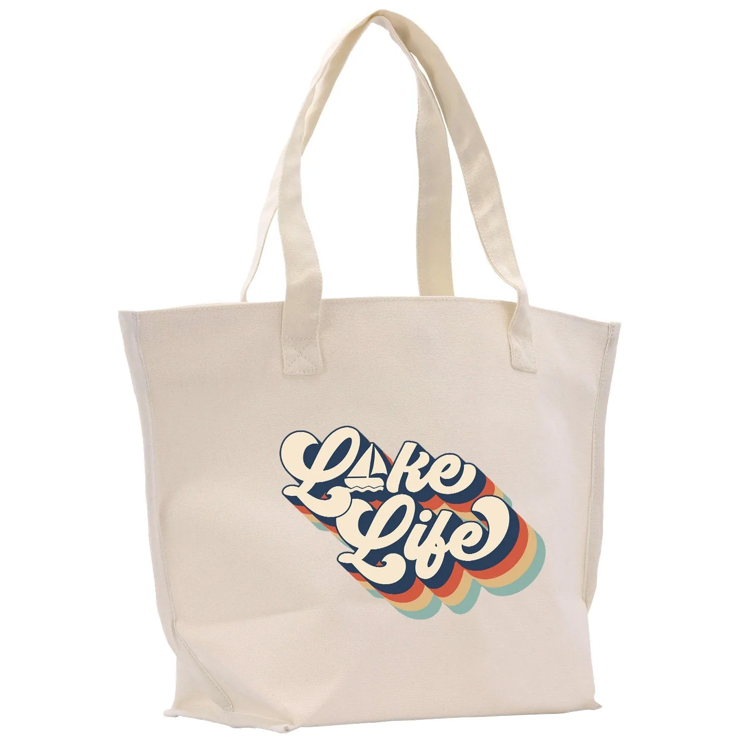 Lake Life Cotton Canvas Hand Bag Large Chic Hand Bag Gift for Her Girls Weekender Bag Weekend Tote Boat Bag Lake Life Gift (LLT1004)