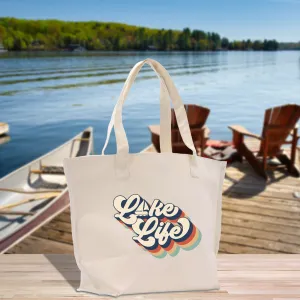 Lake Life Cotton Canvas Hand Bag Large Chic Hand Bag Gift for Her Girls Weekender Bag Weekend Tote Boat Bag Lake Life Gift (LLT1004)