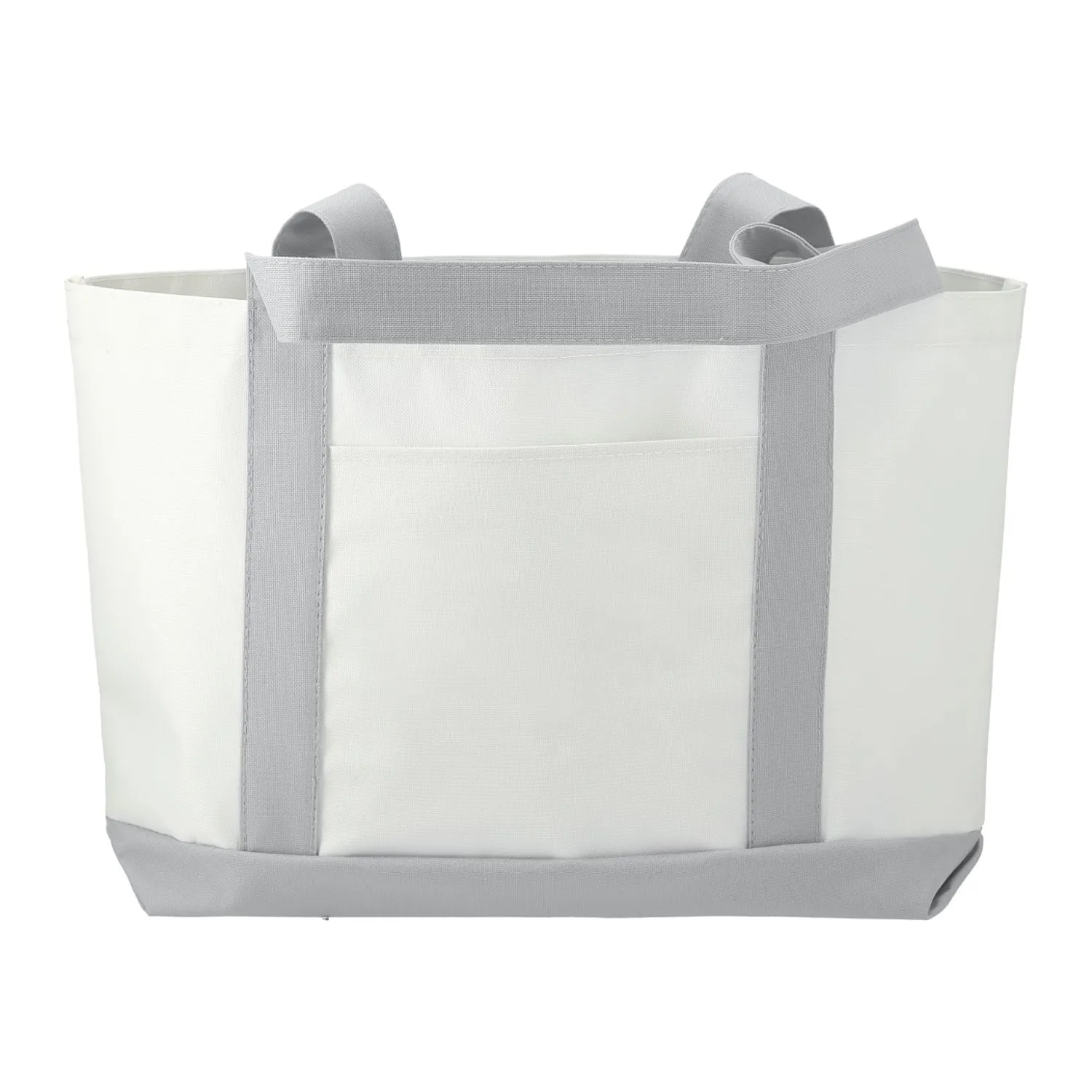 Large Canvas Boat Tote - White/Grey