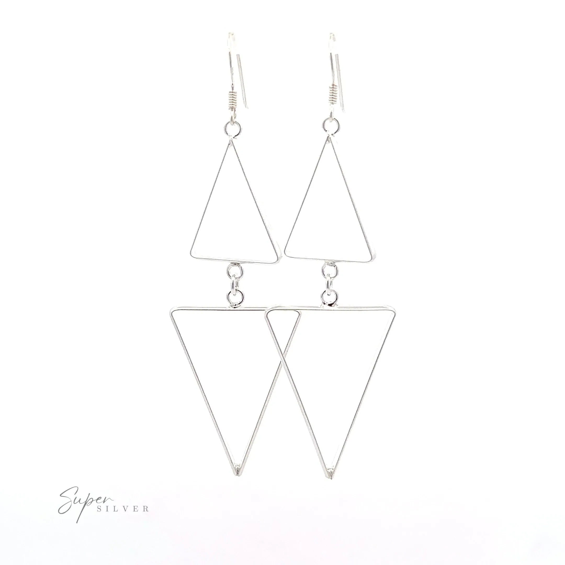 Long Modern Double Triangle Earrings