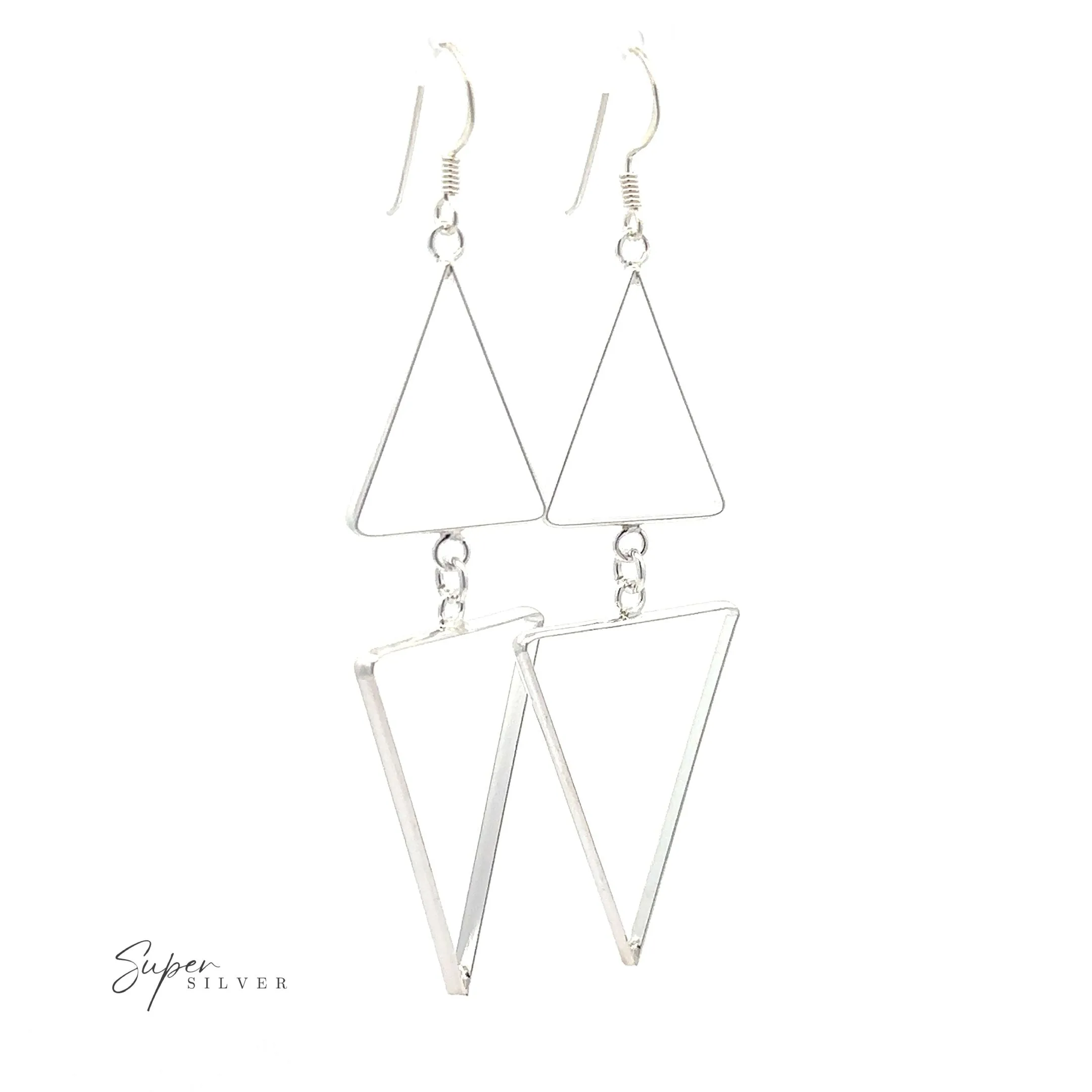 Long Modern Double Triangle Earrings
