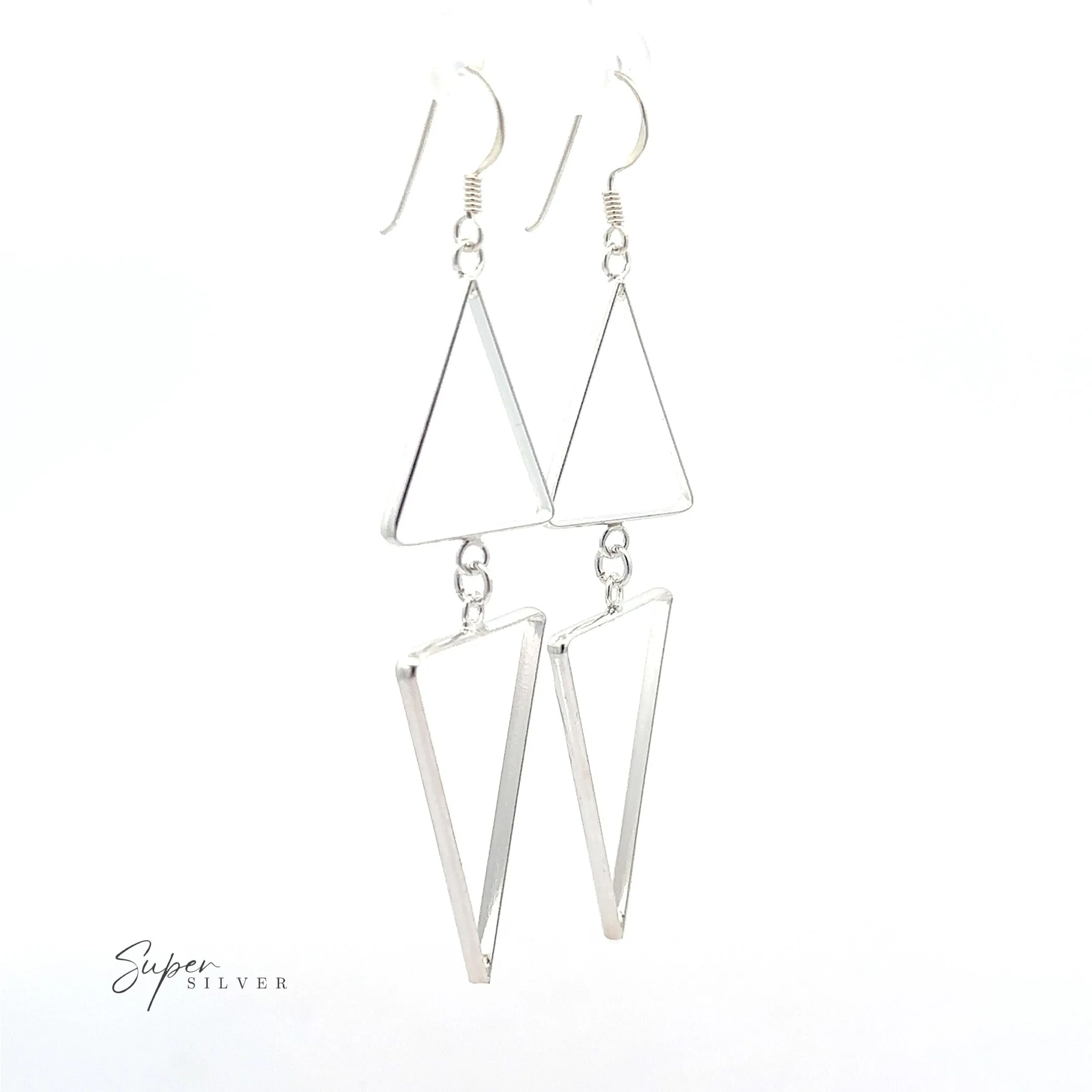 Long Modern Double Triangle Earrings
