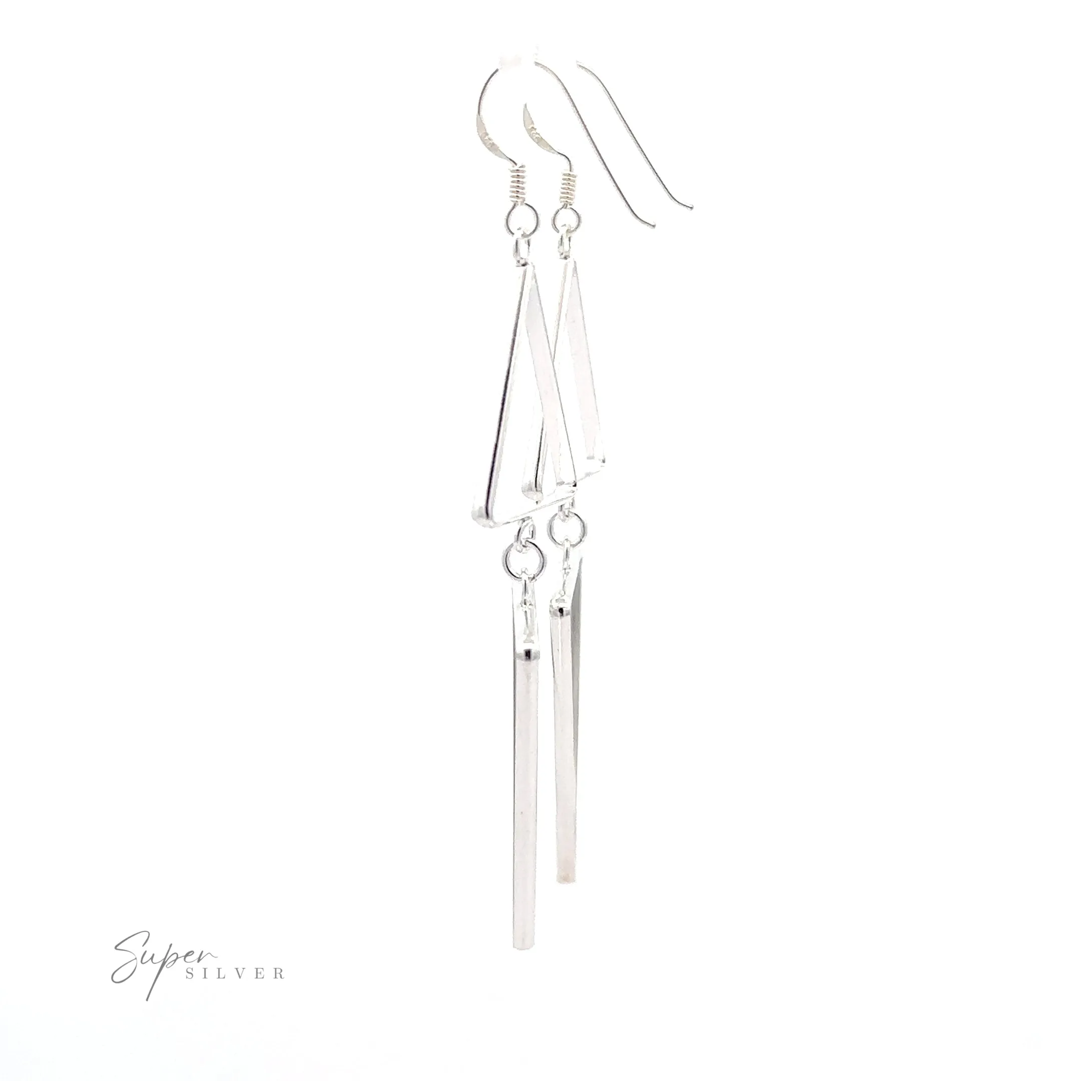 Long Modern Double Triangle Earrings