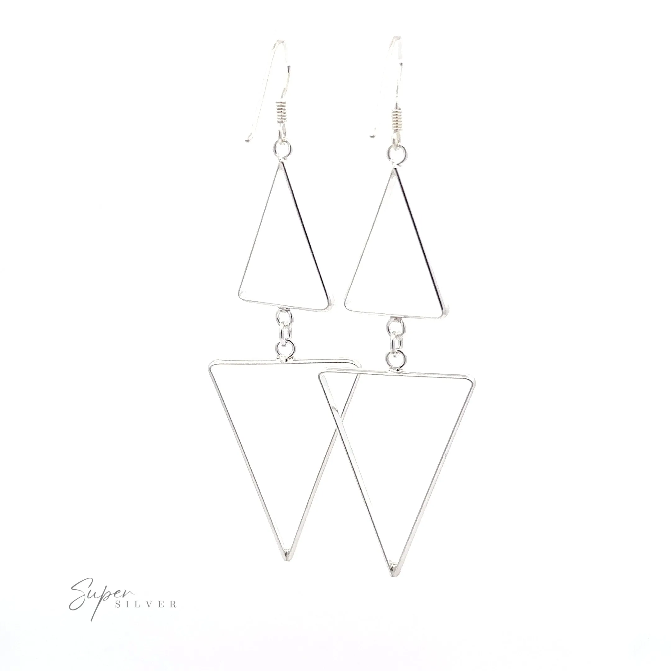 Long Modern Double Triangle Earrings
