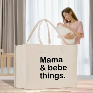 Mama & Bebe Things Cotton Canvas Tote Bag New Mom Gift Tote Bag Baby Care Tote Baby Shower Gift New Mom Est Bag