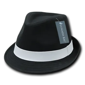 Men's Basic Poly Woven Fedora Hats Black/White