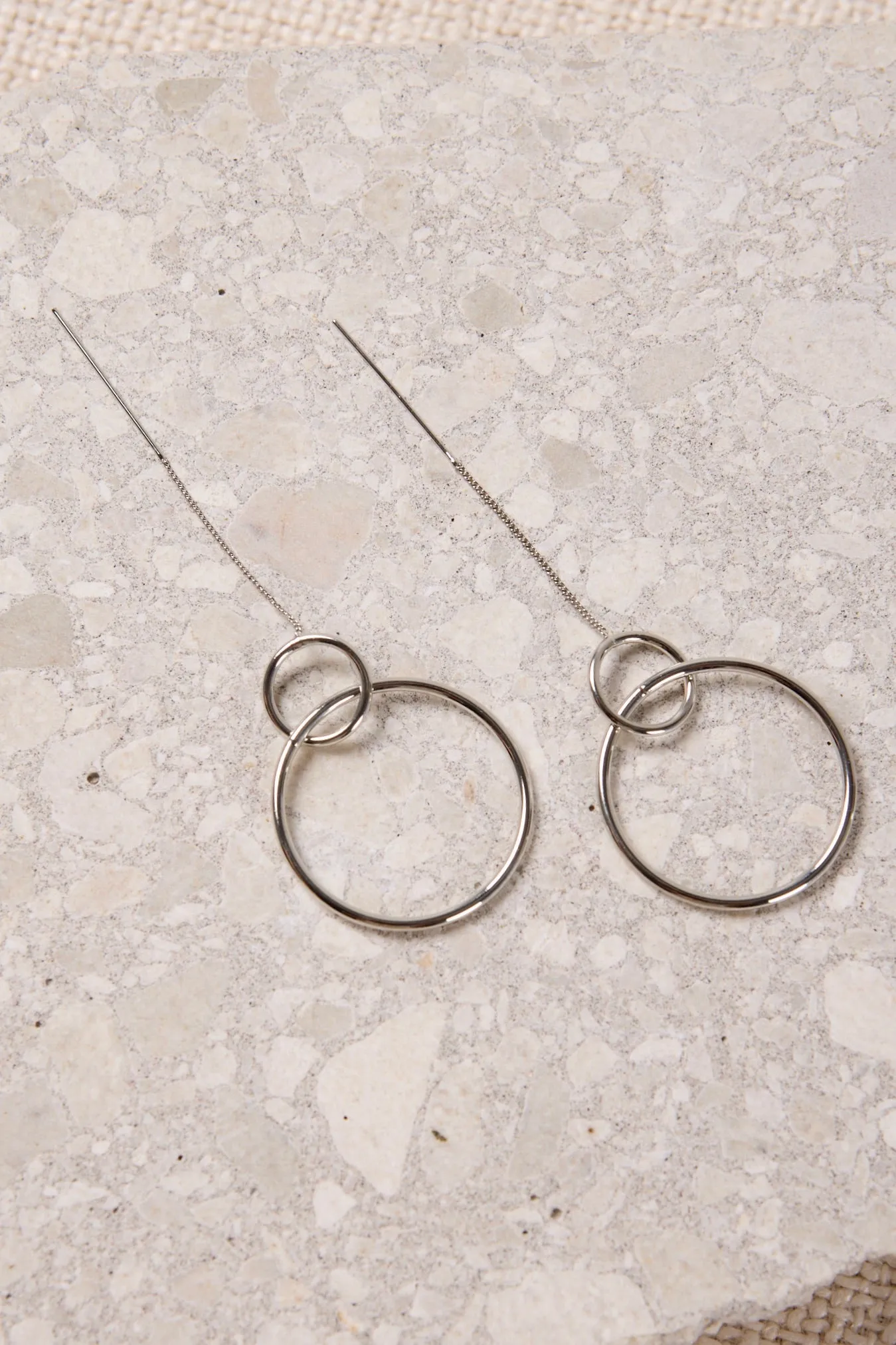 Modern Double Circle Rhodium Threads