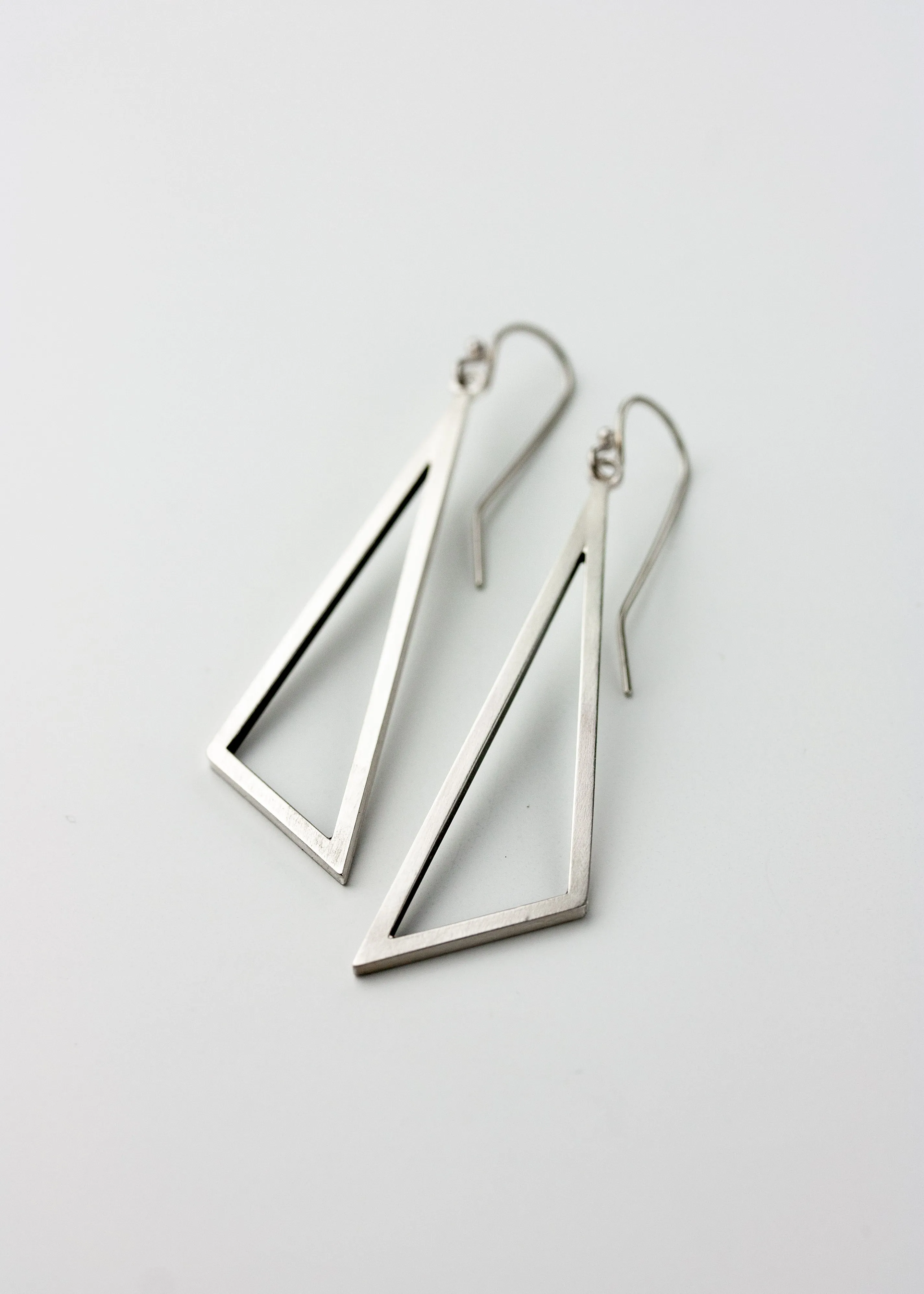 Modern Geometric Triangle Earrings in Sterling Silver