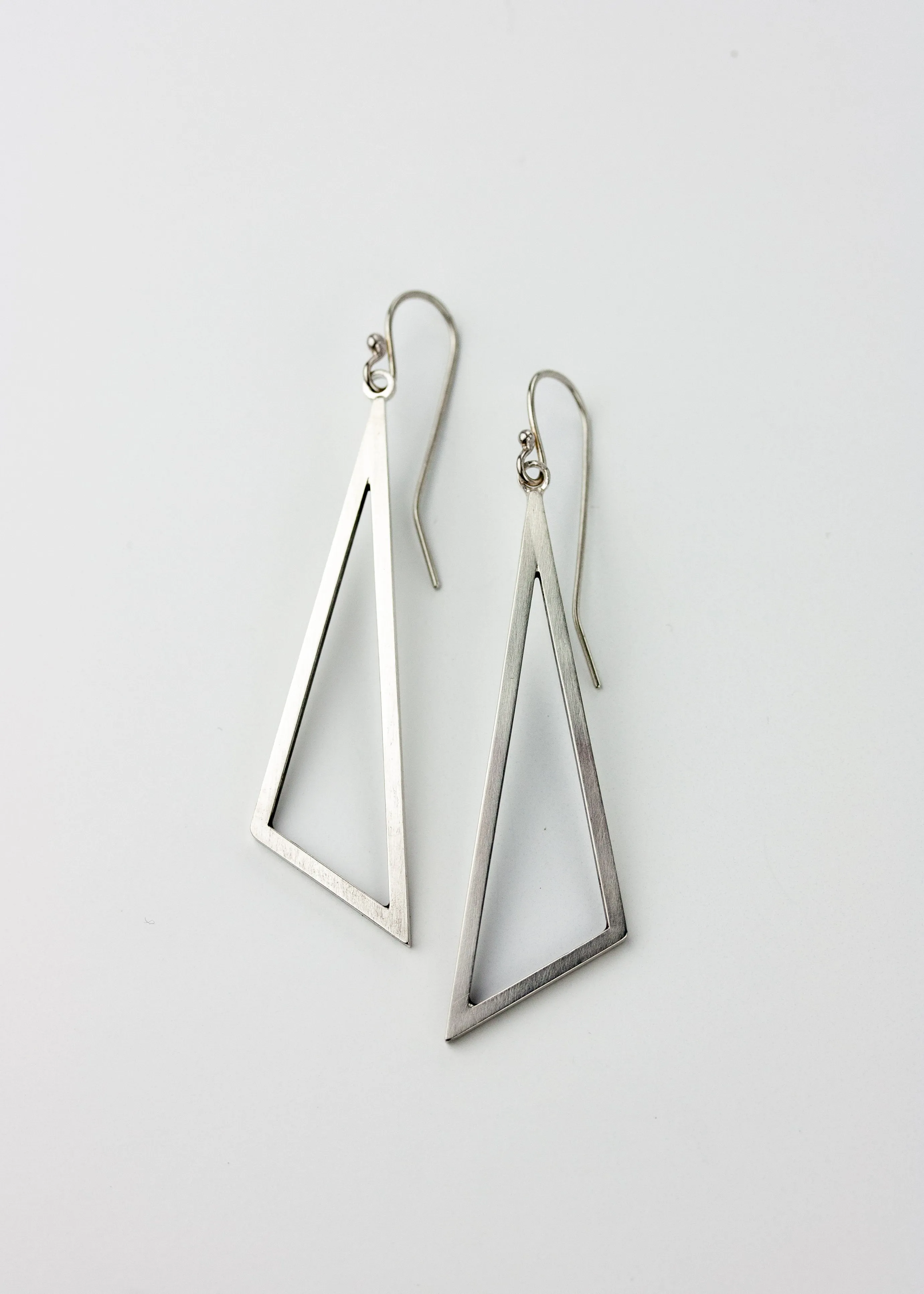 Modern Geometric Triangle Earrings in Sterling Silver