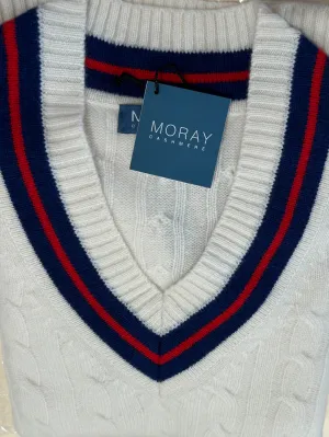 MORAY~ Kingston-Mens tennis cable vneck sweater