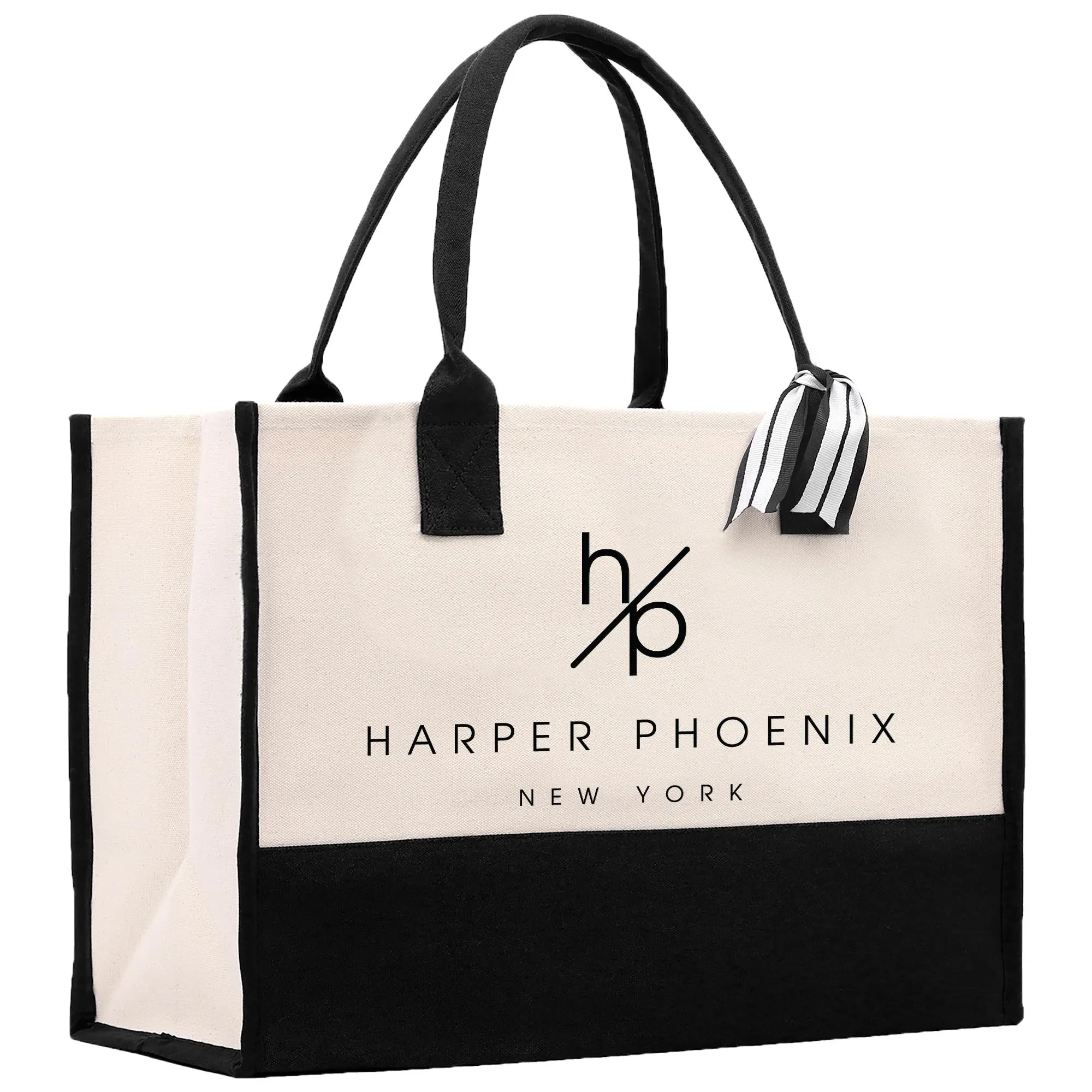 Personalization Initials Company Name Slogan Custom 100% Cotton Canvas Chic Tote Bag for Bridesmaid Anniversary Wedding Day (SDTB1005)