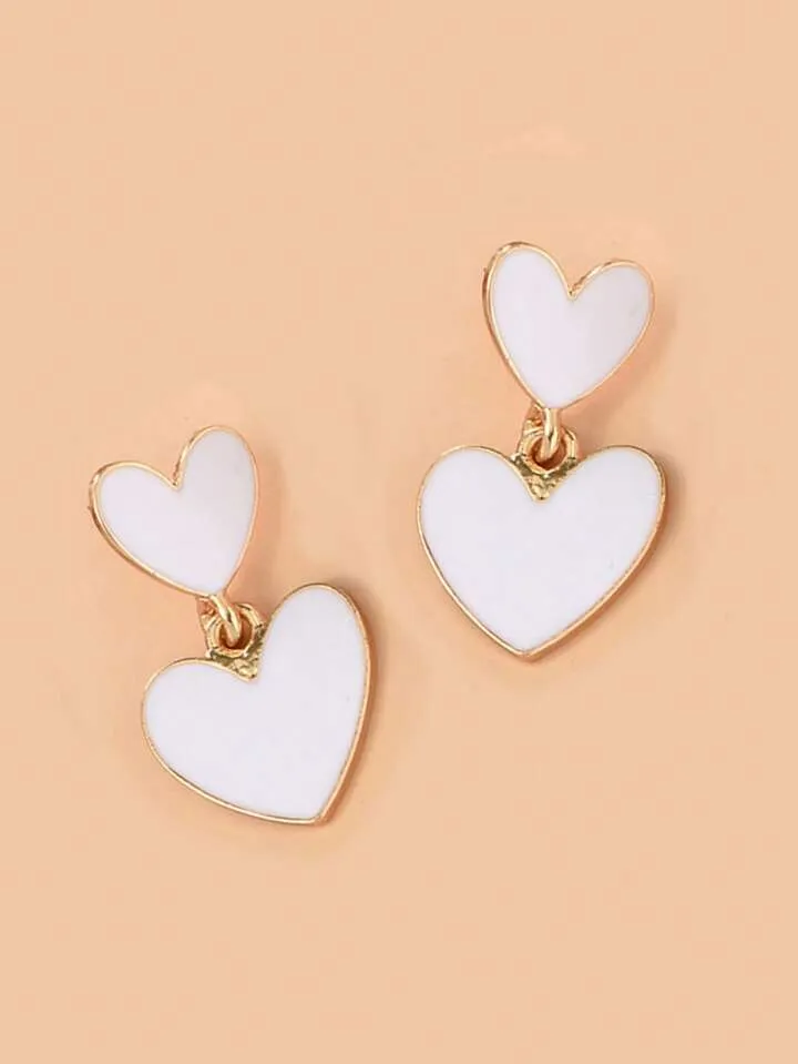 "HEART" DROP EARRINGS - WHITE