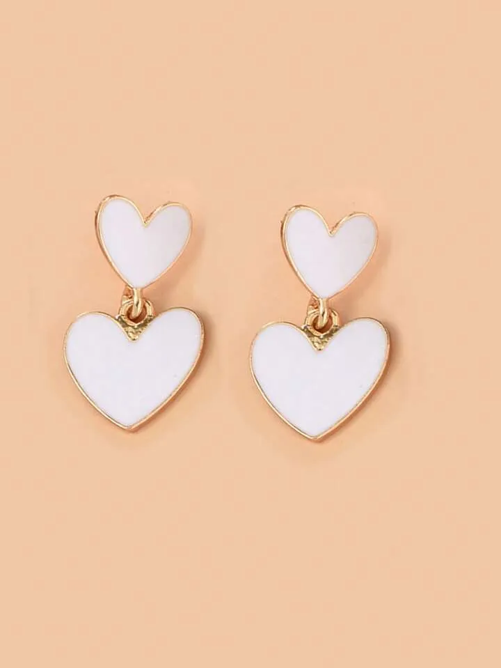 "HEART" DROP EARRINGS - WHITE