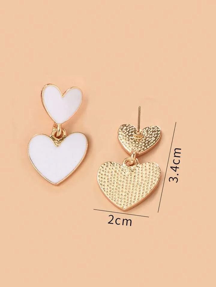"HEART" DROP EARRINGS - WHITE