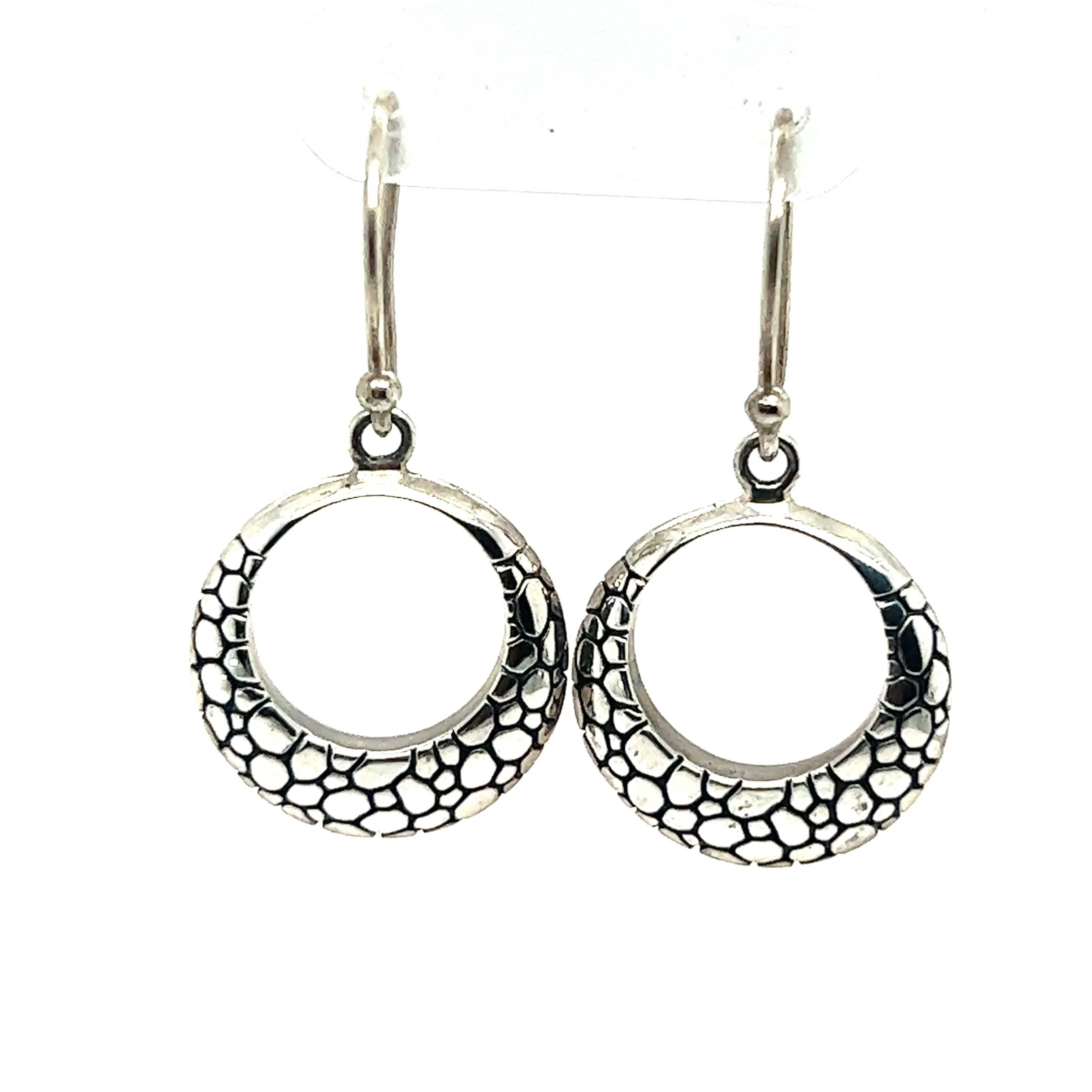 Silver Cobblestone Circle Earrings